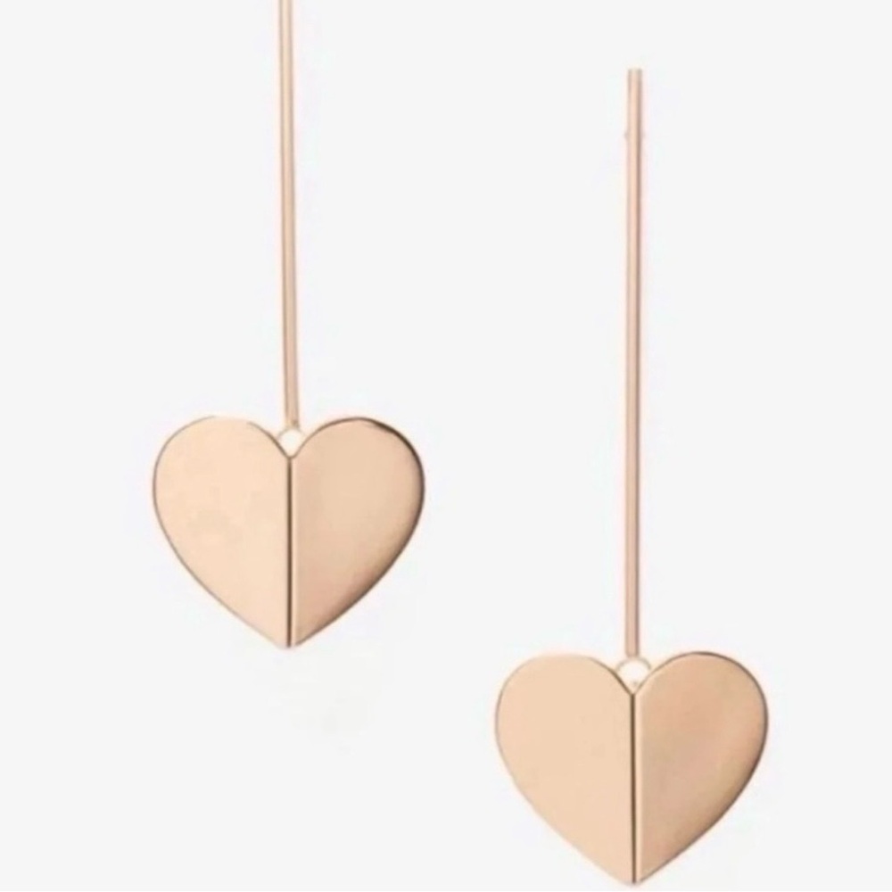 $98 Kate Spade Heritage Spade Heart Linear Earrings in Rose Gold